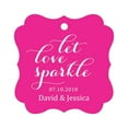 thumbnail image 1 of Darling Souvenir Personnalisé Laissez l'Amour Scintillant Mariage Suspendre Tags Personnalisé Cadre Fantaisie Papier Tags -Magenta-50 Tags, 1 of 1