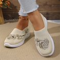 thumbnail image 4 of Willtoo Women's Butterfly Embroidered Loafers Breathable Knitted Mesh Slip-on Loafers Lightweight Comfortable Casual Sneakers Orthopedic Walking Shoes with Arch Support, 4 of 5