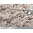 thumbnail image 3 of Soimoi Pink Cotton Voile Fabric Deer & Magnolia Floral Print Fabric by the Yard 42 Inch Wide, 3 of 3