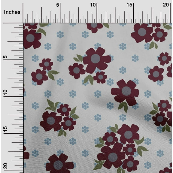 oneOone Cotton Jersey Maroon2 Fabric Floral & Geometric Sewing Material Print Fabric By The Yard 58 Inch Wide