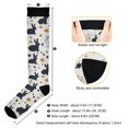 thumbnail image 3 of Haosy Compression Socks for Men Women Knee High Running Socks for Nurse Hiking Recovery Travel Athletic 2 Pairs Black White Rabbits and Stars, 3 of 9