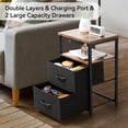 thumbnail image 2 of SUNMORY Floor Lamp with Table & 2 Drawers, Lamp with USB Port and Outlet, Nightstand with 3 Color Temperature Led Bulb Included, Floor Lamps for Living Room, Bedroom and Home Office, Walnut, 2 of 10