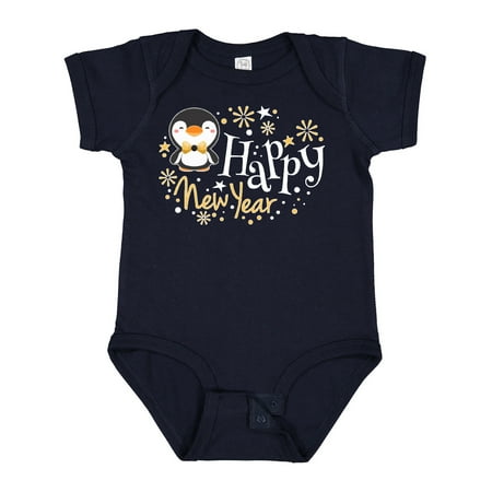 

Inktastic Happy New Year with Cute Penguin Boys or Girls Baby Bodysuit
