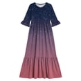 thumbnail image 4 of ITSAME Girls A-Line Dress Gradient Print Crew Neck Flowy Ruffle 3/4 Sleeve Summer Casual A-Line Dress Multicolor Size 14, 4 of 7