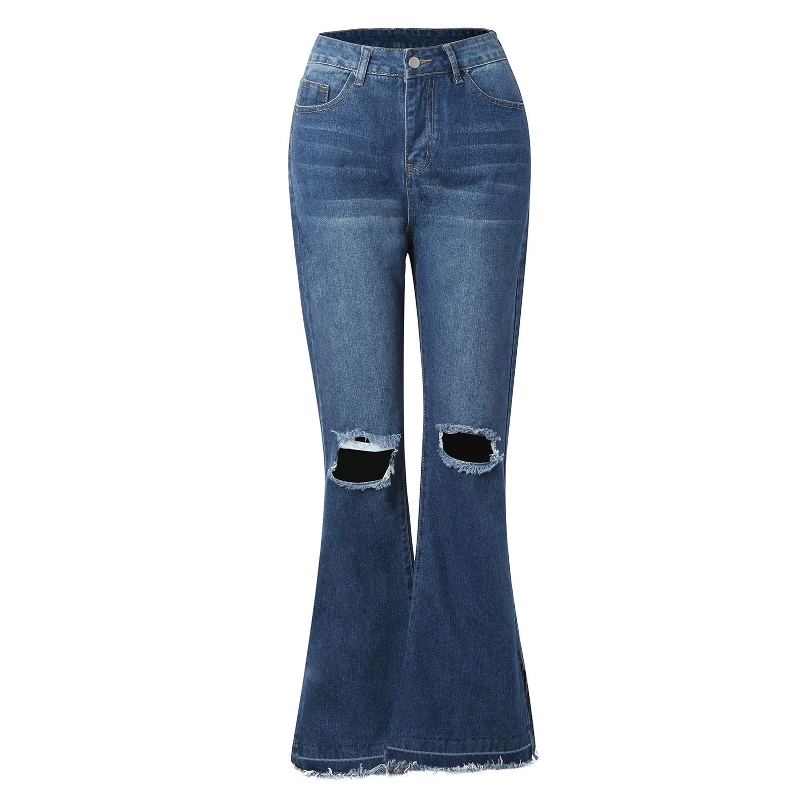 Ladies Jeans Bell Bottoms Black Bootcut Jeans Ripped Philipp Plein