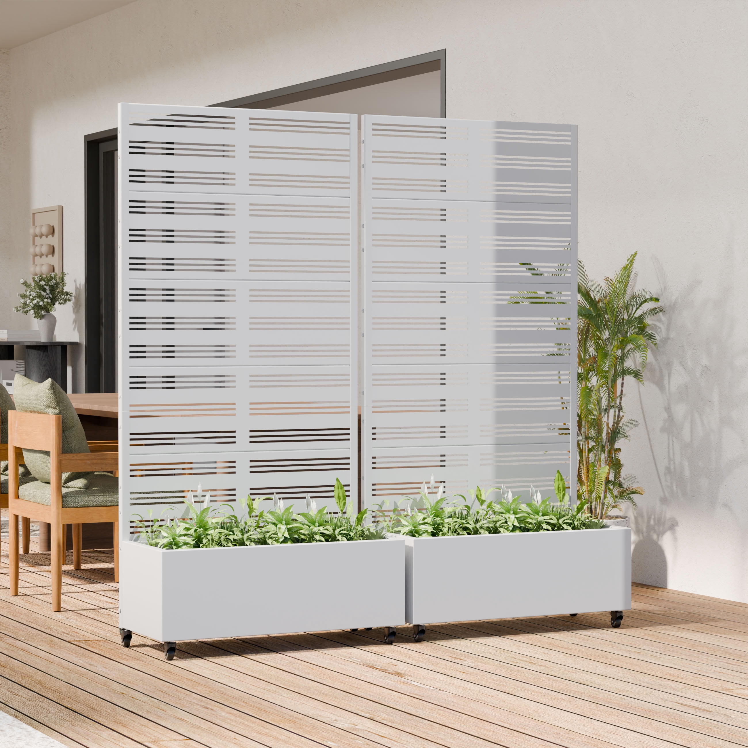 MAYEERTY 72*35in Outdoor Metal Planter Box, Decorative Patterned Metal Planter, Garden Planter Box for Patio, Balcony, Backyard