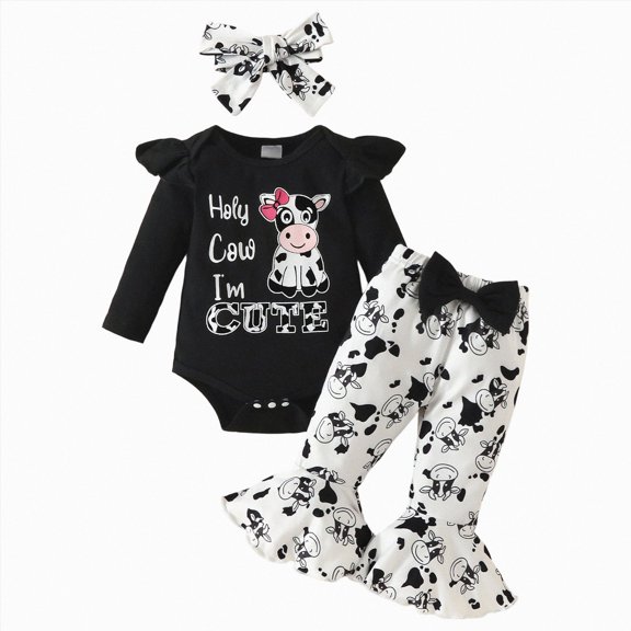 Linfrsh Newborn Infant Baby Girl Clothes Fall Winter Outfits Infant Long Sleeve Romper Pants Cute Toddler Girl Clothes Gift Set, 6-9 Months