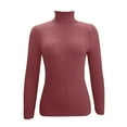 thumbnail image 5 of Fiaer Womens Sweaters Turtleneck Long Sleeve Solid Color Breathable Cozy Lightweight Slim Fit Knit Tops Brick Red L, 5 of 6
