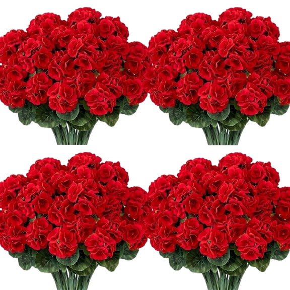Artificial Begonia Flowers, 10 Piece Red Fake Flowers For Home Living Room Decoration