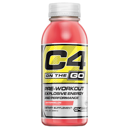 Cellucor C4 On The Go Pre Workout Energy Drink, Watermelon, 10 Fl Oz, 12