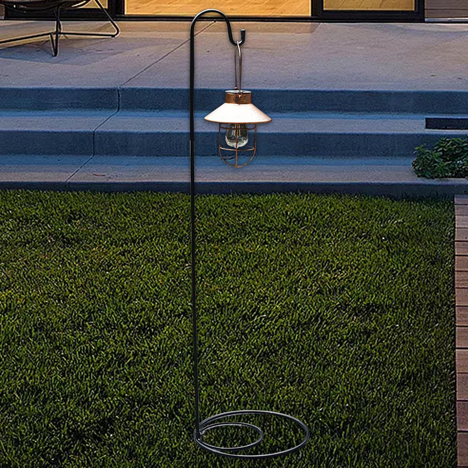 Miulika Display Hanger Shepherds Hook Stand Porch Iron Hook with Flat Base for Wind Chimes Bird Feeder Flowerpot Plant Baskets Patios