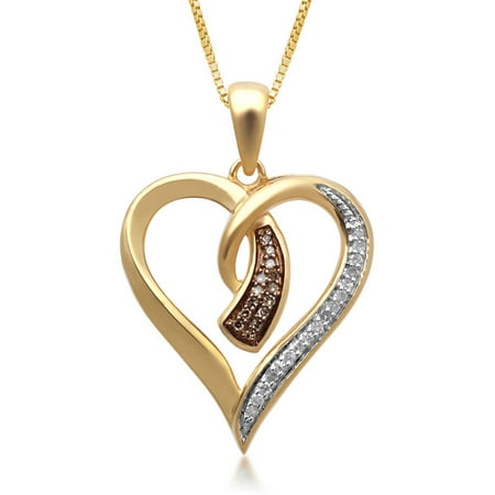 1/10 Carat T.W. White and Champagne Diamond Sterling Silver Heart Pendant