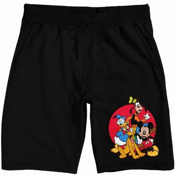 Disney Classic Characters Red Character Circle Adult Black Sleep Pajama Shorts-Small