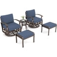 thumbnail image 6 of Kullavik 5 Piece Patio Outdoor Aluminum Metal Swivel Rocking Chair with 2 Footstools, 1 Coffee Table, 2 Black Padded Cushions Outdoor Metal Swivel Rocking Chair Furniture Conversation Set for Garden, 6 of 9