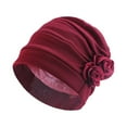 thumbnail image 1 of Polyester Ladies Turban Washable Solid Color Stylish designed and made with Traditional Cap Office Shopping Head Headband Bonnet Wine Red, 1 of 7