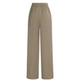 thumbnail image 4 of Wide Leg Pants Women Straight Elastic High Waisted Work Slacks Business Casual Pleated Dress Pants Trousers Khaki L, 4 of 4