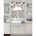 thumbnail image 3 of Farmhouse Rooster Swag Kitchen Curtains Sets for Windows 24 Inch Length, Country Watercolor Flowers Wood Grain Short Window Curtain Panels Swags Valances and Tiers 3 Piece Set for Cafe/Dining Room, 3 of 5