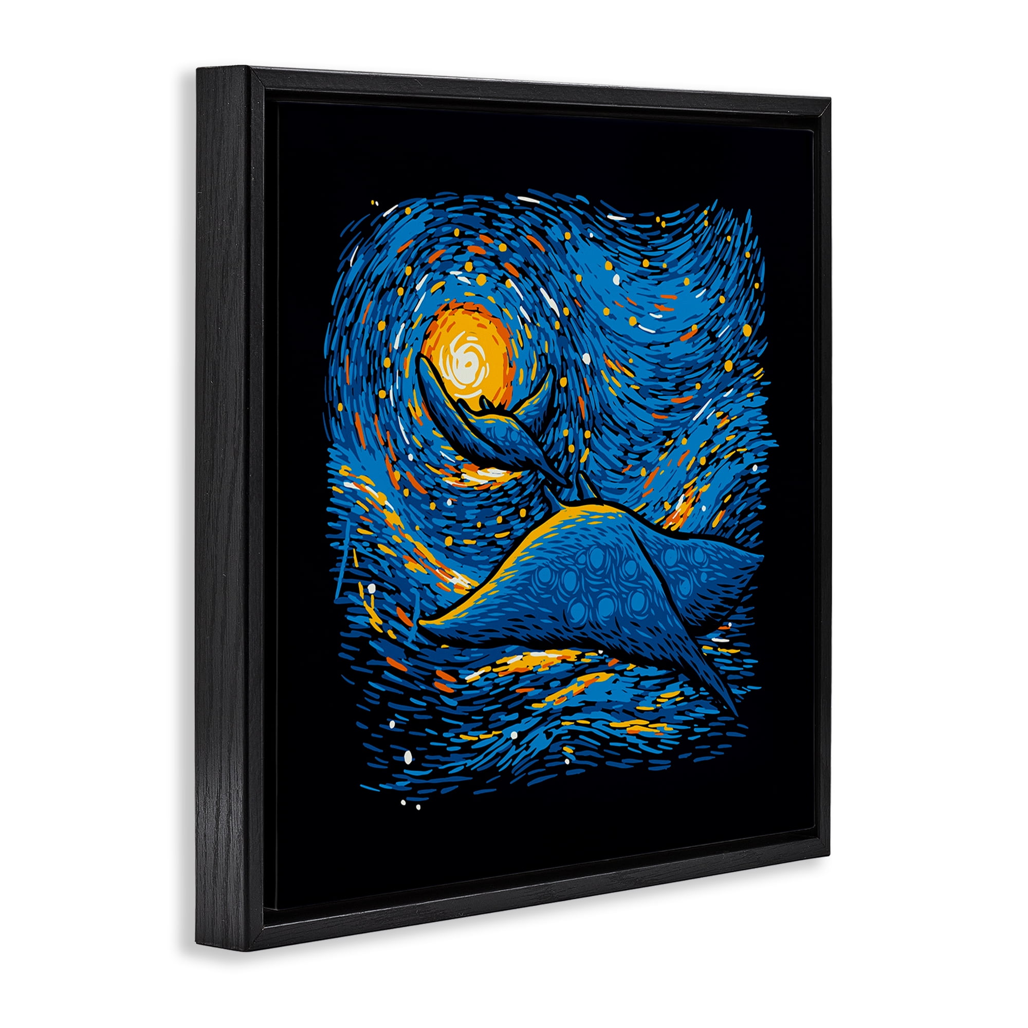 Stupell Industries Impressionist Manta Rays Black Framed Floater Canvas Wall Art, design by Tobe Fonseca