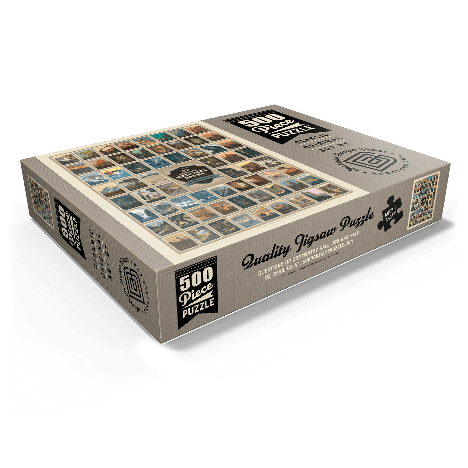 MyPuzzle - 63 American National Parks: By Kenneth Crane, Vintage Poster - Premium 500 Piece Jigsaw Puzzle for Adults