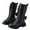 Black, variant on Girls Lace Up Riding Boots Mid Calf Combat Boots Fashion Waterproof PU Leather Side Zipper Punk Goth Boot Black,27
