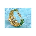 thumbnail image 4 of Ruby Fashion Crystal Rhinestone Statement Rose Flower Leaf Bracelet Bangle Cuff, 4 of 5