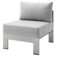 thumbnail image 3 of Lounge Chair Table Set, Sunbrella, Fabric, Aluminum, Metal, Steel, Silver Grey Gray, Modern Contemporary Urban Design, Outdoor Patio Balcony Cafe Bistro Garden Furniture Hotel Hospitality, 3 of 10