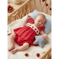 thumbnail image 6 of BemeyourBBs Newborn Baby Girls Summer Clothes Cute Infant Baby Girl Strawberry Outfits Strawberry Embroidery Flutter Sleeves Babydoll Shirt Tops and Elastic Ruffles Shorts Set, 6 of 9