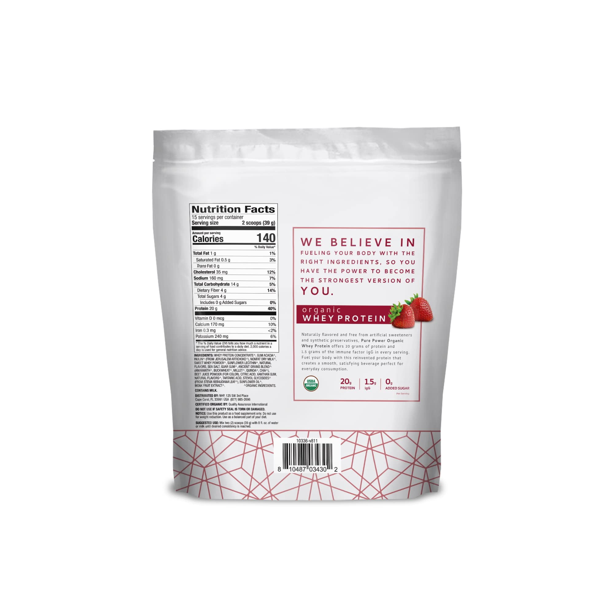 Dr. Mercola, Organic Miracle Whey Strawberry Protein Powder, 13.5 oz (382.5 g), non GMO, Soy Free, Gluten Free, non GMO, Soy-Free, Gluten Free, USDA Organic