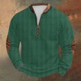 thumbnail image 1 of Blusas y camisas de manga larga con cuello redondo para hombre, talla grande, tejido de punto, estampado, media cremallera, cuello redondo, estampado vintage, manga larga, blusa de poliéster para homb, 1 of 4