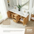 thumbnail image 5 of Tokyo 72" Double Bath Vanity in Oak Natural Brown with White Quartz Stone Top, 5 of 16