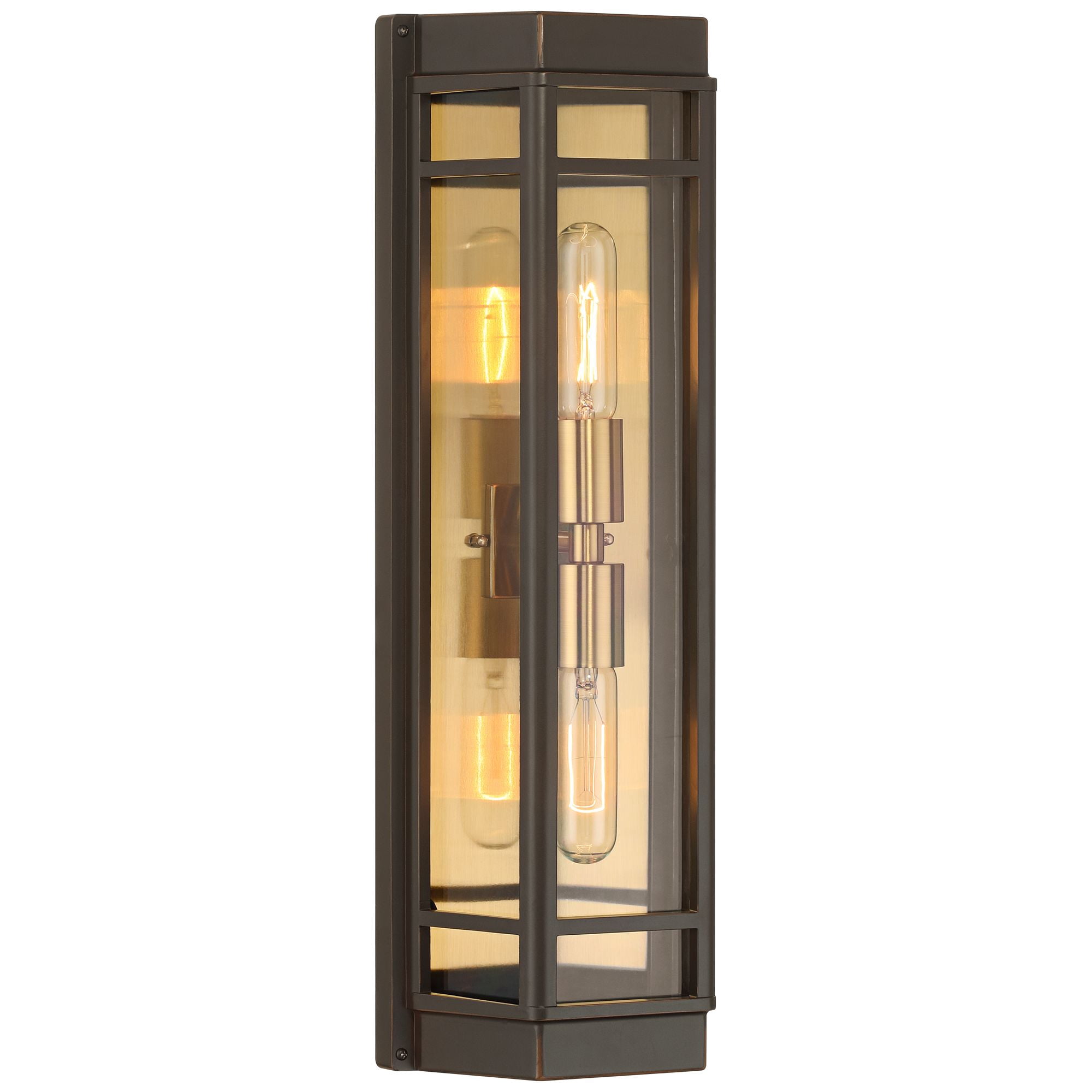 John Timberland Catie 21" High Modern 2-Light Outdoor Wall Light Fixture Mount Porch House Sand Bronze and Brass Finish Aluminum