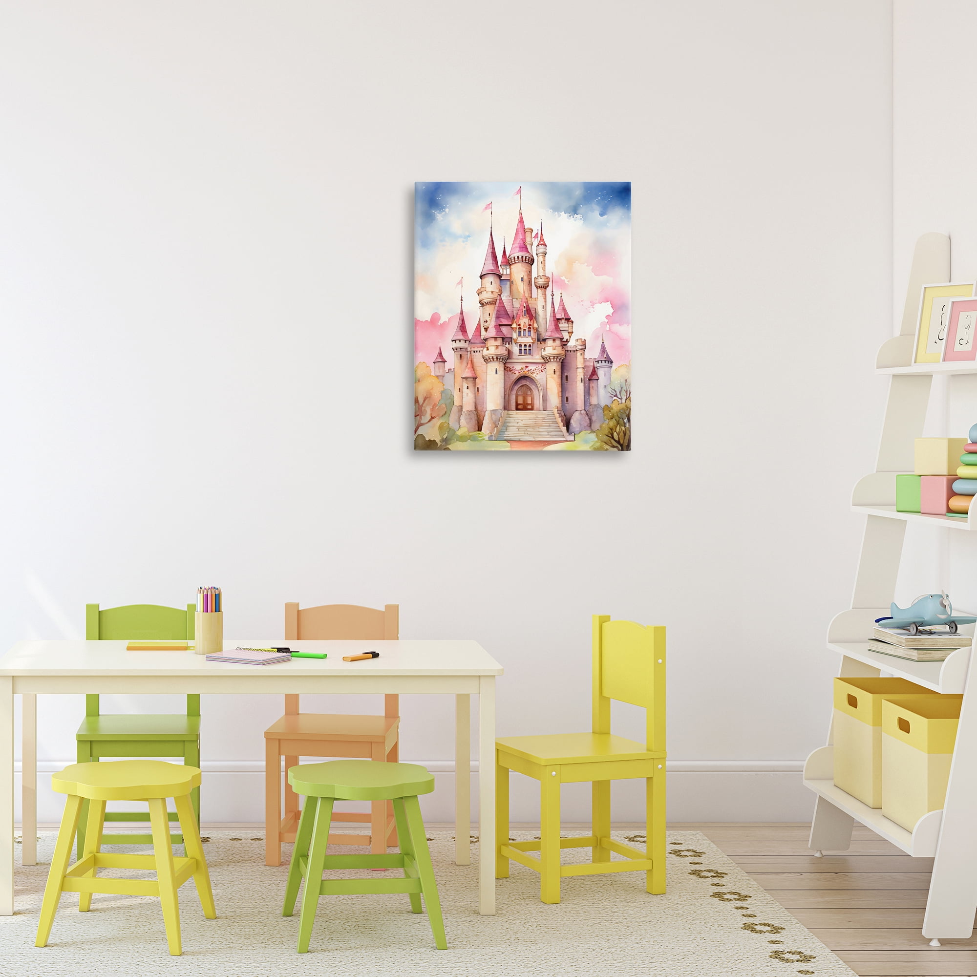 Stupell Industries Princess Castle Watercolor Portrait Canvas Wall Art, design by Creative Studio