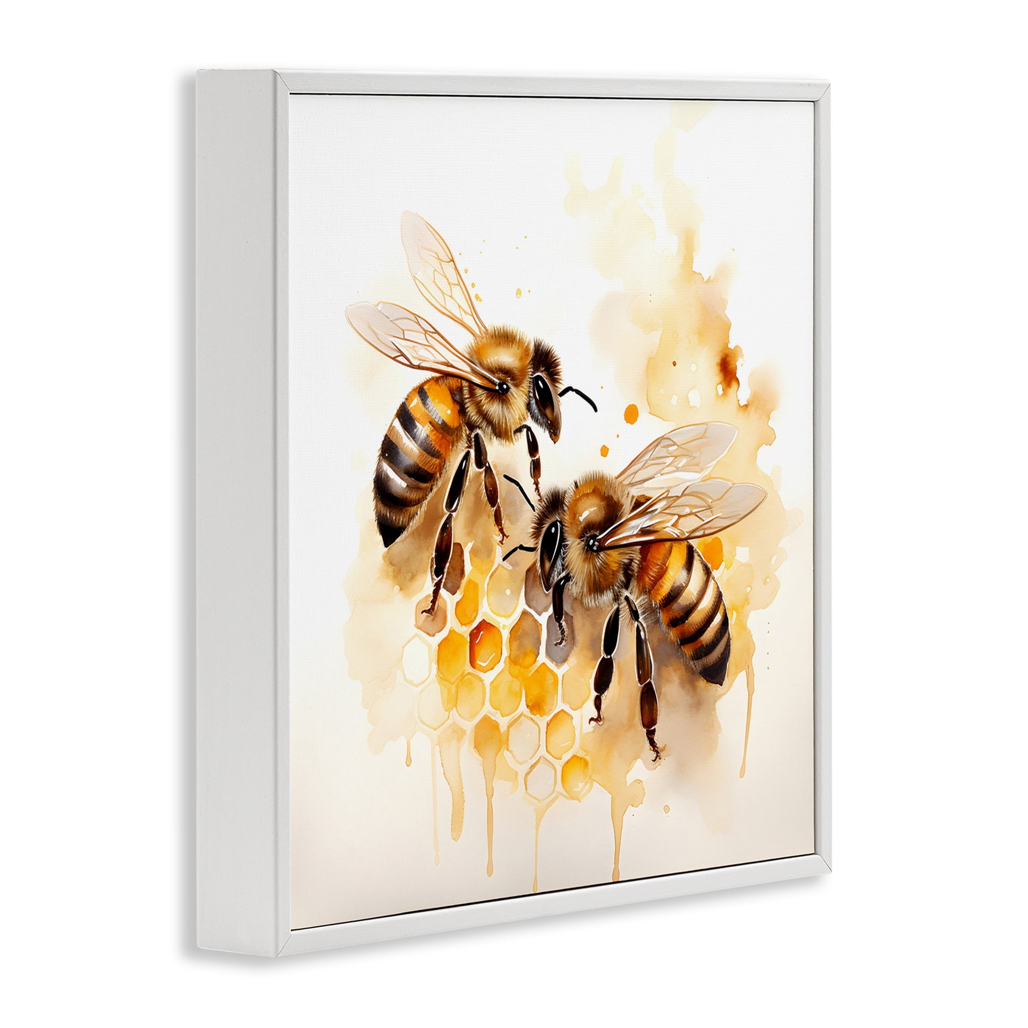 Stupell Industries Bee Talk Pair Animals & Insects Painting White Framed Art Print Wall Art, 17 x 17