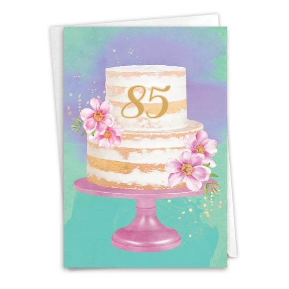 NobleWorks 85th Milestone Birthday Greeting Card with 5 x 7 Inch Envelope (1 Card) Number Cake 85 C10115MBG