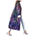 thumbnail image 2 of Women Color Block Lapel Printed Trench Coat Double-faced Woolen Coat Jacket, 2 of 3
