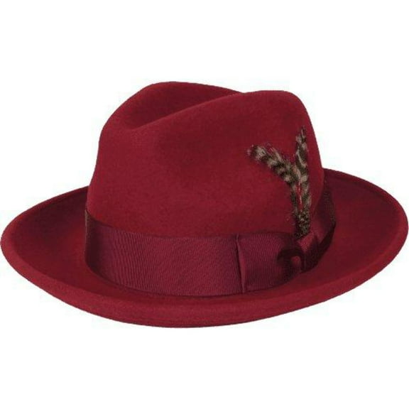 Men's Milani Wool Fedora Hat Soft Crushable Lined FD219 Red Wine