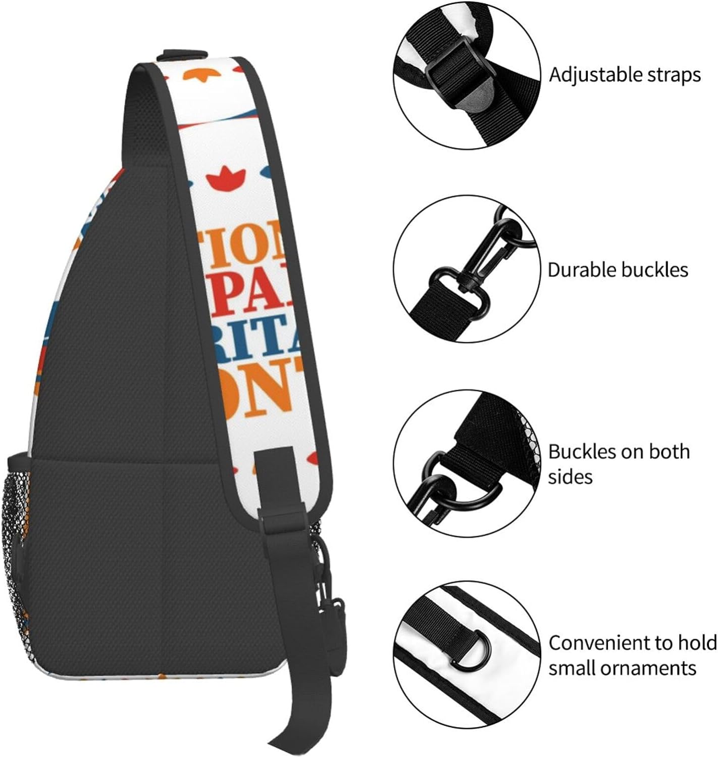 Mes Nacional De La Herencia Hispana Hispanic Heritage Month Sling Bag Crossbody Hiking Travel Chest Bags Backpack Shoulder Daypack for Women Men