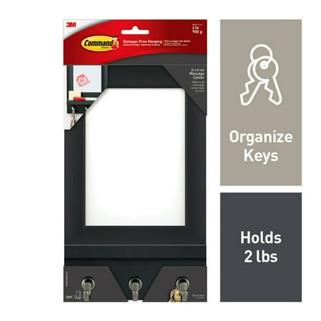 Command Dry Erase Message Center, Slate, 1 Wall Organizer, 8 Strips