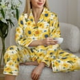 thumbnail image 6 of Kdxio Blue Floral Sunflower Women's Pajama Sets Long Sleeve Button Down Sleepwear Nightwear Soft Pjs Lounge Sets-X-Large, 6 of 7