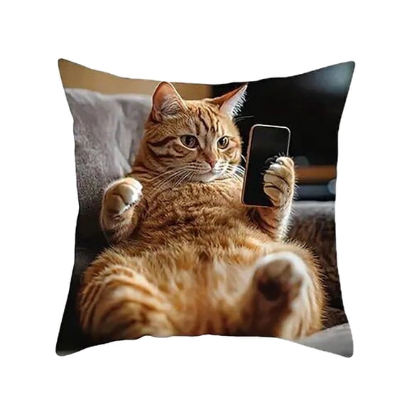 Fasiaou Cat Pattern Throw Pillow Covers Decorative Outdoor Soft Pillowcases Home Decor Living Room Cushion Case for Bed Couch Car 18x18 Inch,B