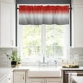 thumbnail image 3 of Red and Grey Kitchen Curtain Valance and Tiers Set Ombre Red Gray Rod Pocket Kitchen Tier Curtain Valance Set 3 Piece Gradient Gradual Modern Window Curtain Valance Tier Set for Bedroom 54x36 inch, 3 of 6