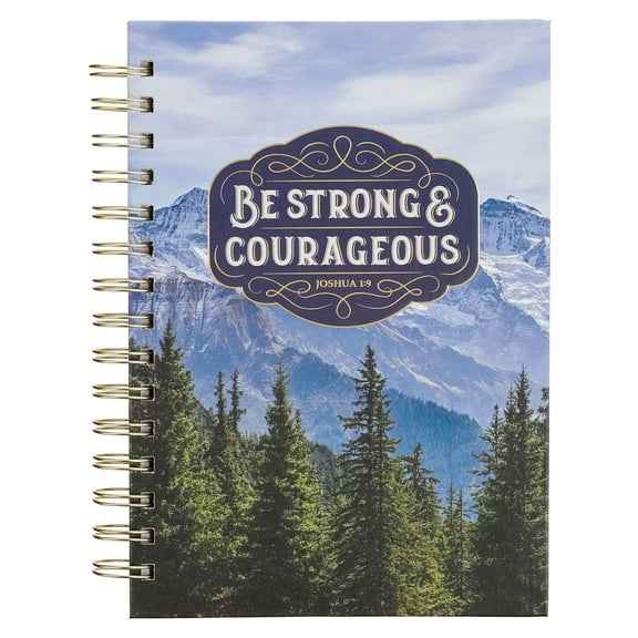 Christian Art Gifts Inspirational Journal, Be Strong & Courageous Wide Ruled Notebook, Psalm 23 Bible Verse, Blue Mountain, 192 Lined Pages w/scripture, (8.4” x 6.4” x 1”)