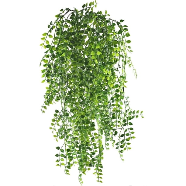 Vid de hiedra artificial 2 piezas Plantas de vid colgantes artificiales Guirnalda de hiedra verde de plástico falso para bodas Planta colgante de pared al aire libre Cerca de enrejado WD.WDQZL Hogar