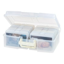 IRIS 4" x 6" Photo Card Craft Keeper Storage Boxes with Handle and 12 cases, Clear