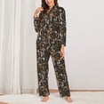 thumbnail image 2 of KLL Mushroom Garnish Print Women's Long Sleeve Pajamas with Pants Sleepwear Loungewear 2 Set-Medium, 2 of 7