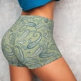 thumbnail image 6 of Seamless Workout Shorts Women - Light Green Paisley Biker Gym Running Yoga Spandex Shorts for Women, 6 of 7