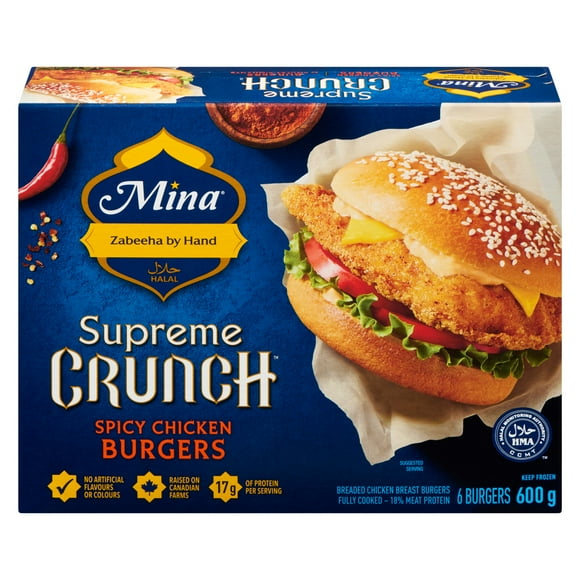 Mina Supreme Crunch Halal Spicy Chicken Burgers, 600 g