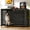 Black, variant on Ironovahome 48" Heavy Duty Dog Crate for Large Dogs, Dog Crate Furniture with Double Doors & Safe Locks, Chew-Proof & Escape-Proof Metal Dog Cage, XL Large Indoor Dog Kennel, Rustic Brown