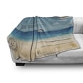 thumbnail image 3 of Travel Soft Flannel Fleece Throw Blanket, Nostalgic Tropical Summer Season Backdrop on Vintage Card Stamp Travel Print, Cozy Plush for Indoor and Outdoor Use, 70" x 90", Sand Brown Teal, by Ambesonne, 3 of 6