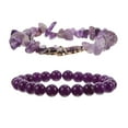 thumbnail image 4 of Hytrove 2Pcs Beaded Bracelet With Butterfly Charms Natural Stone Amethyst For Women Weddings 7.00X7.00X1.80in, 4 of 8